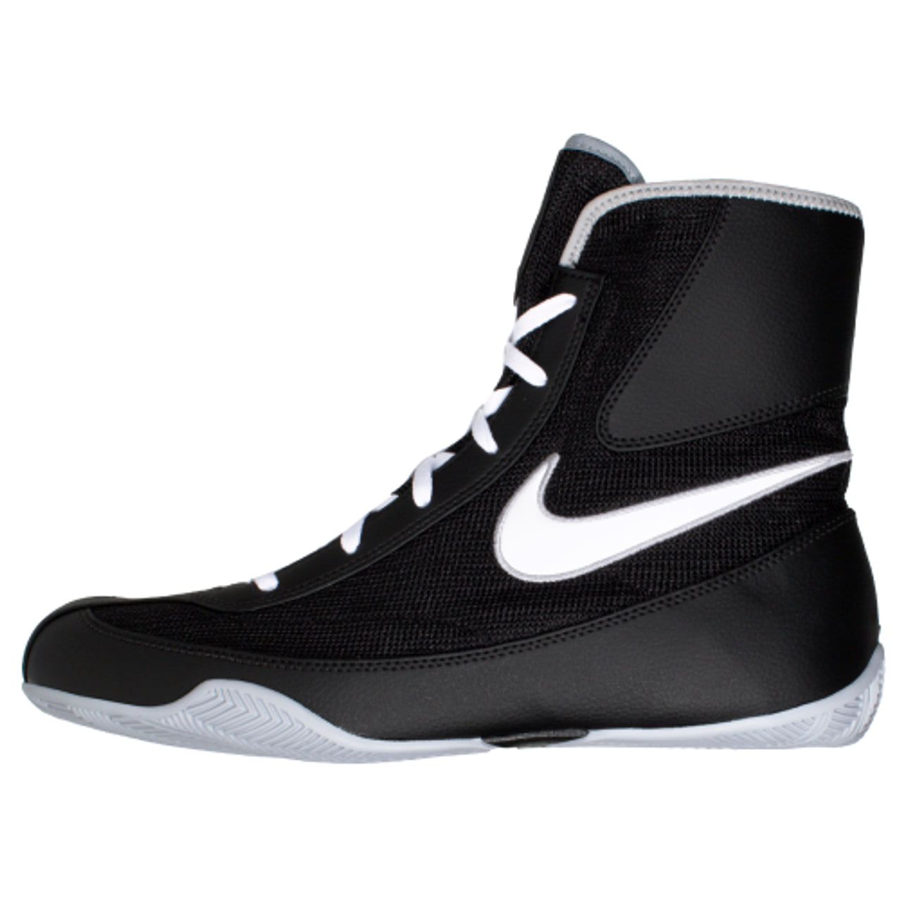Nike Machomai 2 Boxing Shoes, high-performance footwear Black and White Side View