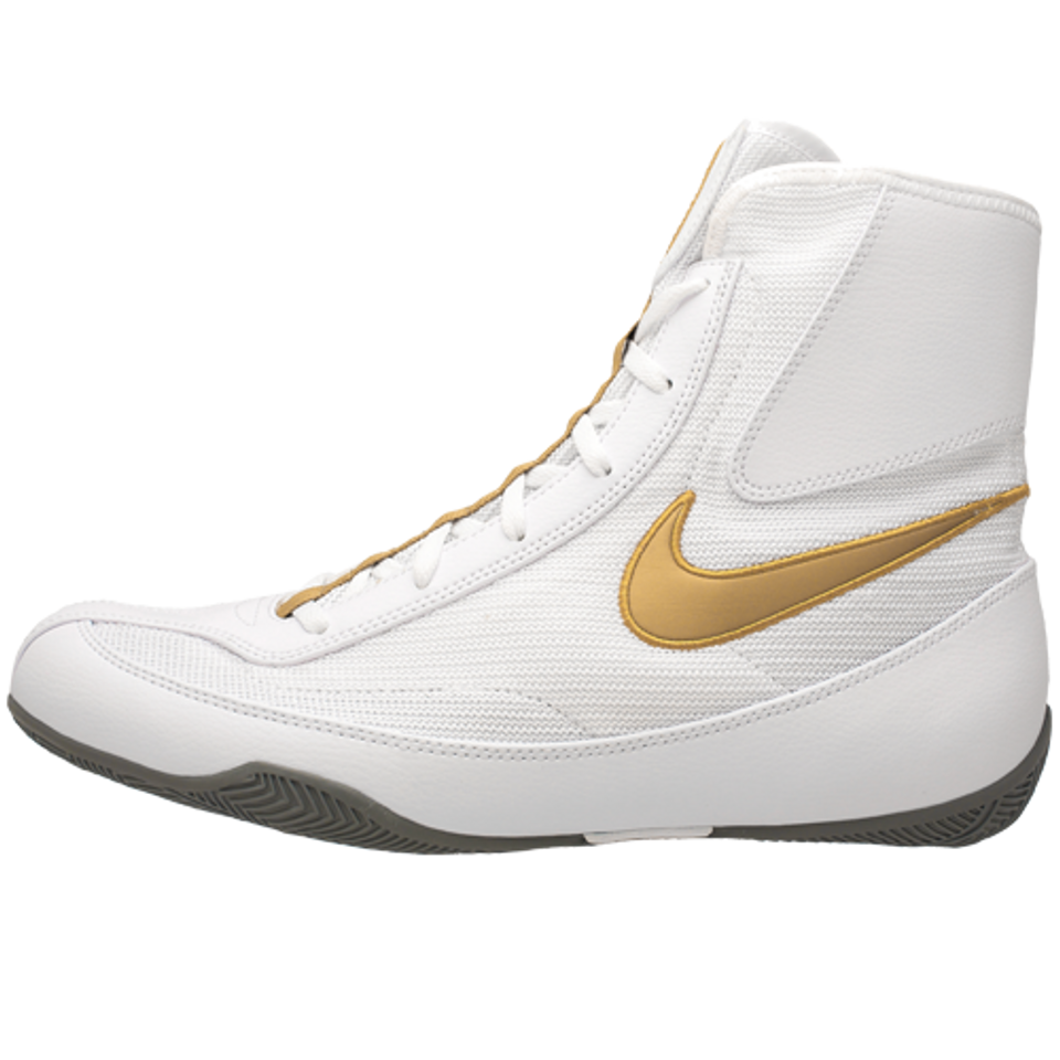 Nike Machomai 2 Boxing Shoes, high-performance footwear White Gold Side View