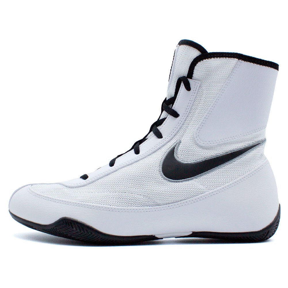 Nike Machomai 2 Boxing Shoes, high-performance footwear White and Black Side View