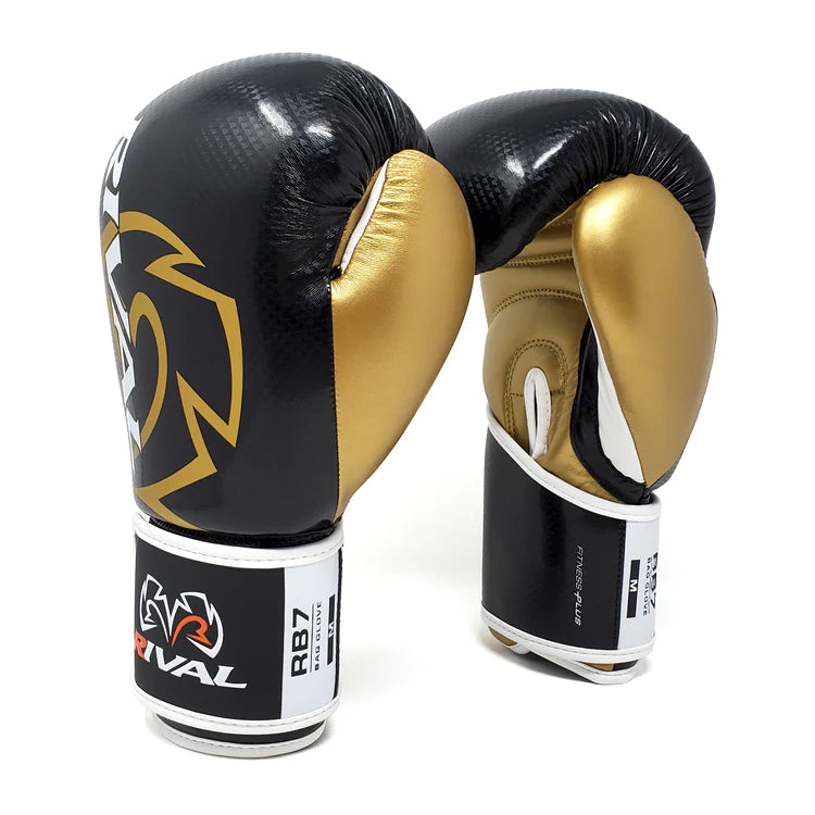 Rival RB7 Fitness Plus Bag Gloves - Boxing, Sparring, Fitness Equipment Black Gold