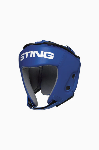 IBA Competition Headgear with Shock Absorption Blue Front View