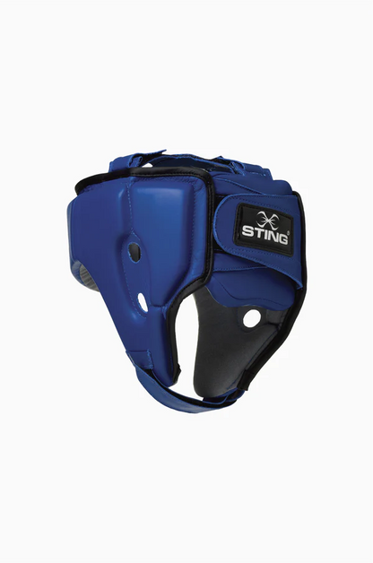 IBA Competition Headgear with Shock Absorption Blue Back View