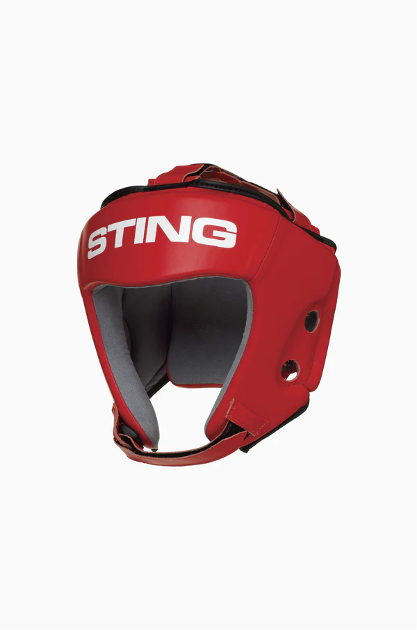 IBA Competition Headgear with Shock Absorption Red Front View