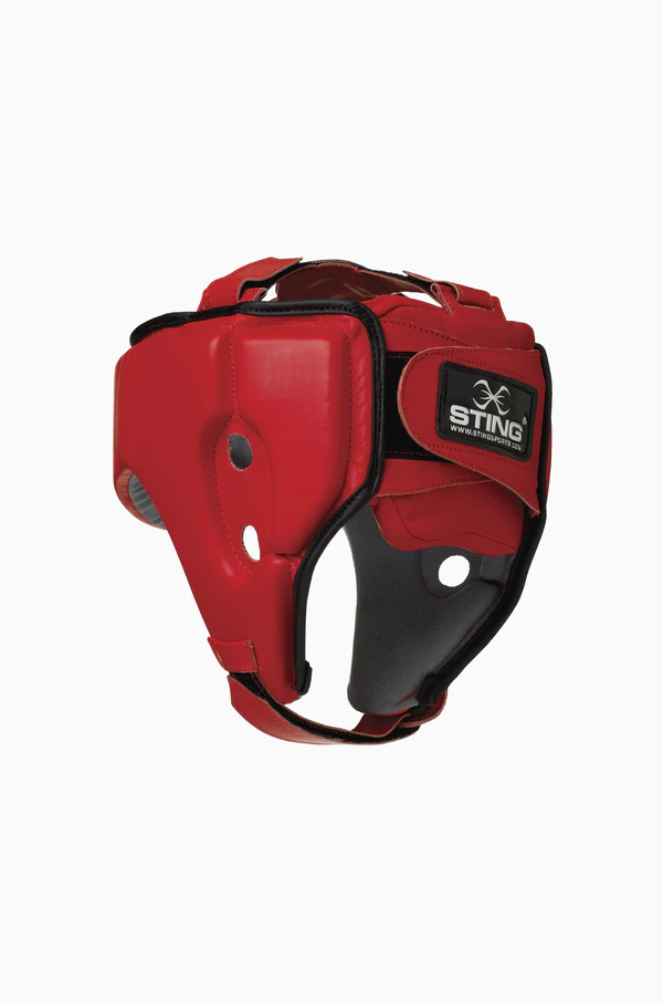 IBA Competition Headgear with Shock Absorption Red Back View