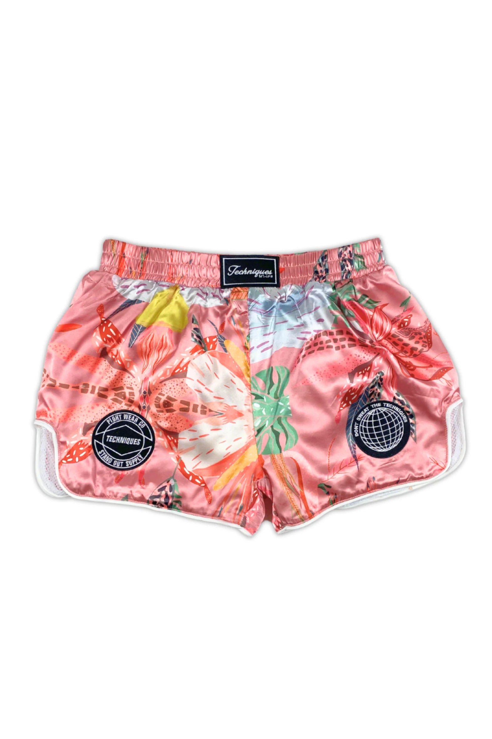 Floral Muay Thai Shorts - Retro Boxing Gear Front View