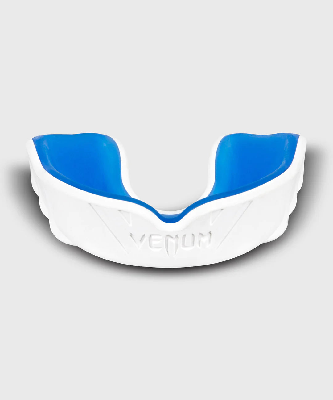 Venum Challenger Mouthguard: boxing equipment protection fit White and Blue Top View