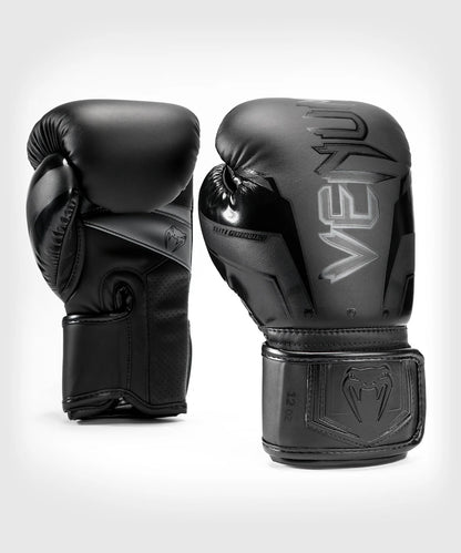 Elite Evo 2.0 Boxing Gloves for combat sports with synthetic leather and shock absorption. Black