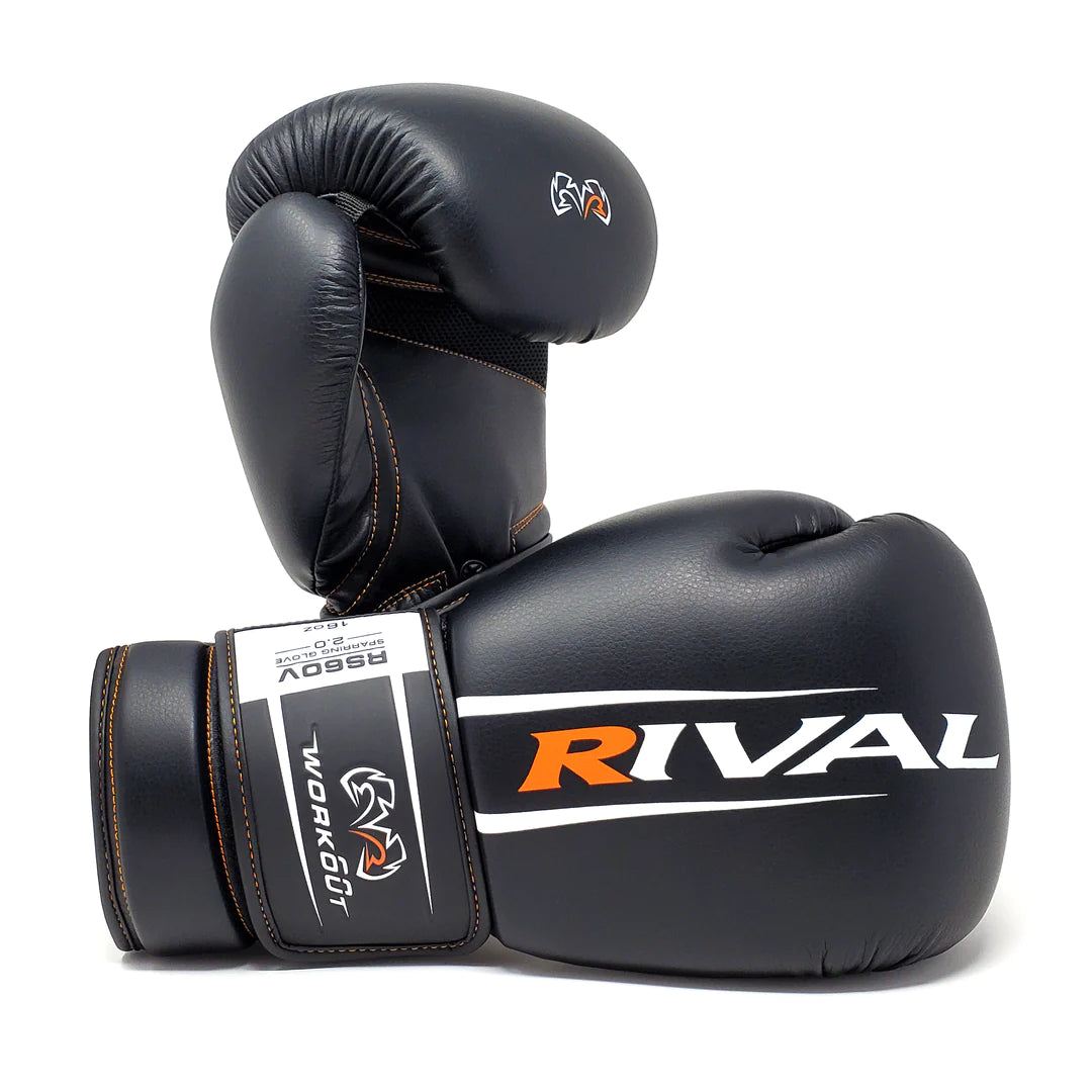 RS60V Workout Sparring Gloves 2.0 by Rival - Premium boxing equipment for enhanced performance. Top and Side View